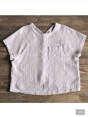 Madewell Lightspun Renwood Button Back Top Cotton Gauze XXl Lavender Grey